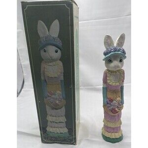 Vintage 12” Easter Bunny Figurine Alice / Apron Eggs Bunny Pencil ABC # 16871